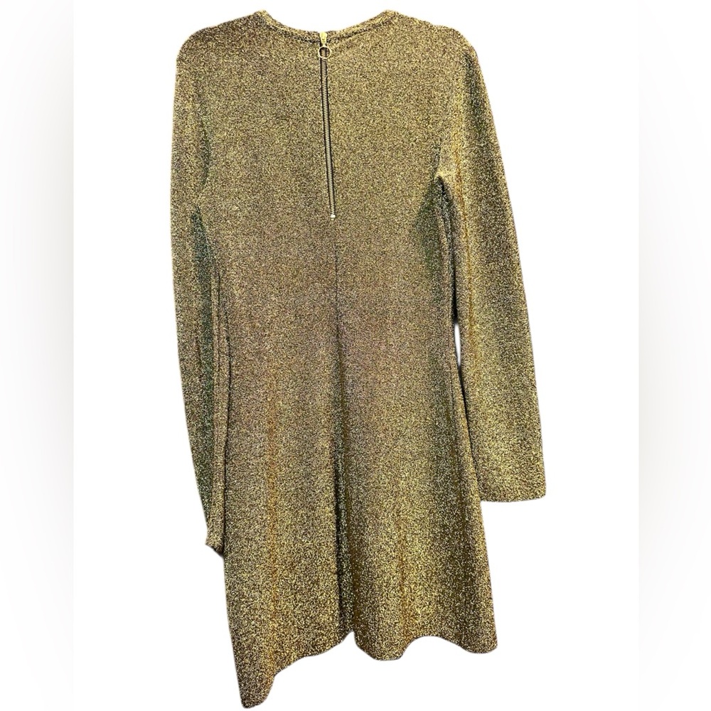 & Other Stories Metallic Gold Long-Sleeve Dress.  36” Bust w/ Stretch 36” Length - Picture 2 of 6